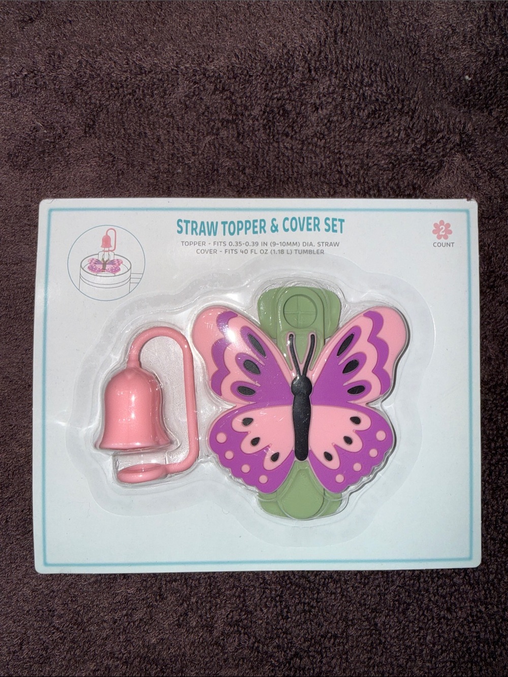 Target Butterfly Straw Topper & Cover Set - Pink, Purple, Green